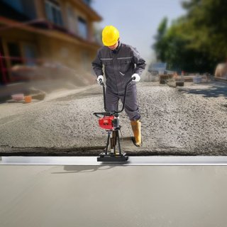 Gas Concrete Power Screed, con juego de barra recta de borde de aluminio de 2445 mm, motor vibratorio de acabado de cemento de 4 tiempos con mangos ajustables en altura, herramientas de concreto d...