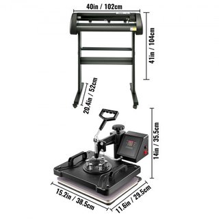 5 en 1 Prensa Térmica Digital de 15"x12" y Cortadora de Vinilo de 34" con Software Signmaster