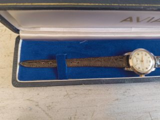 Orologio Avia donna vintage pelle marrone oro