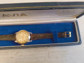 Orologio Avia donna vintage pelle marrone oro
