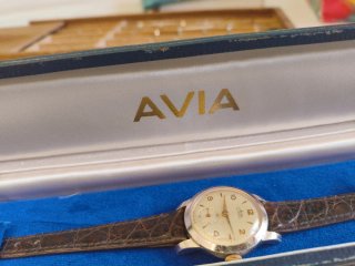 Orologio Avia donna vintage pelle marrone oro