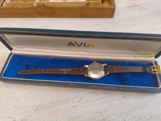 Orologio Avia donna vintage pelle marrone oro