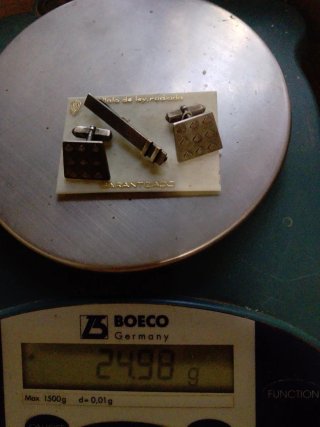 Juego Gemelos y Pasador Plata Rodiada ,antiguos,