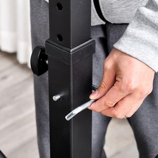 Banco de Gimnasio con Soporte para Barra y Respaldo Ajustable, Banco de Pesas con Extensión de Piernas y Curl de Piernas, Soporte para Barras, para Gimnasio en Casa, Negro