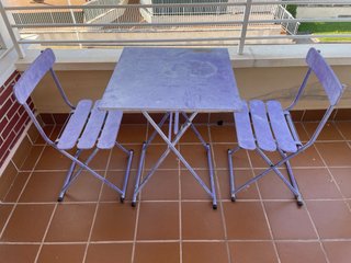 Mesa y 2 Sillas Plegables Terraza