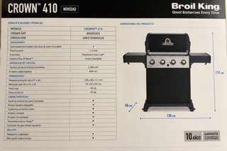 Barbacoa Gas Broil King Crown 410 + 2 Bombonas
