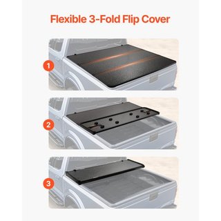 Cubierta de Tonneau de Cama de Camión Plegable en Tres Piezas, Compatible con Toyota Tacoma 2016-2023, Cama de 5' (60.5"), Solo se Ajusta a 5.0' x 4.6' (60.5" x 55.0") en el Interior de la Cama, C...