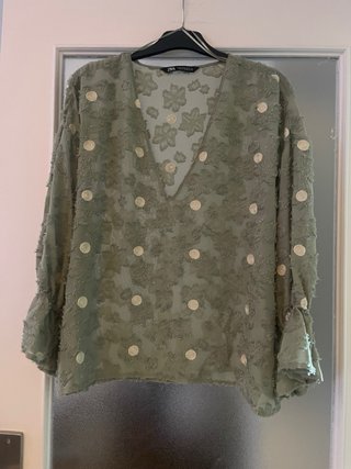 Blusa Zara semitransparente verde