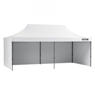 Carpa Plegable Gazebo Exterior 3.05 x 6.1 m con Paredes Laterales y Bolsa Blanca