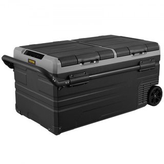 Refrigerador de Coche, Refrigerador de Coche de 12 Voltios, Congelador Portátil de Doble Zona de 95 L con Ruedas y Asa, -4℉-68℉, Compresor Enfriador de 12/24V CC y 100-240V CA para Exterior, Camping