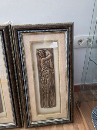 Pareja Cuadros Relieve Estilo Griego