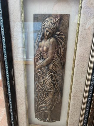 Pareja Cuadros Relieve Estilo Griego