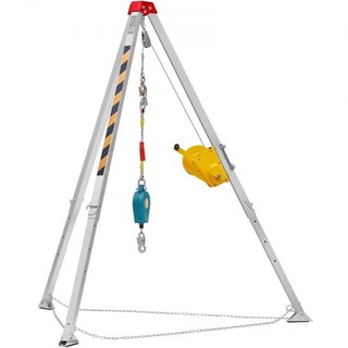 Kit de trípode para espacios confinados, winch de 1179 kg, trípode para espacios confinados con patas de 2.43 m y cable de 30 m, trípode de rescate para espacios confinados con protección contra c...