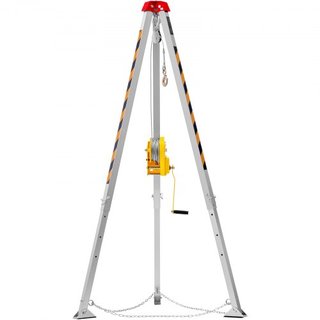 Kit de trípode para espacios confinados, winch de 1179 kg, trípode para espacios confinados con patas de 2.43 m y cable de 30 m, trípode de rescate para espacios confinados con protección contra c...