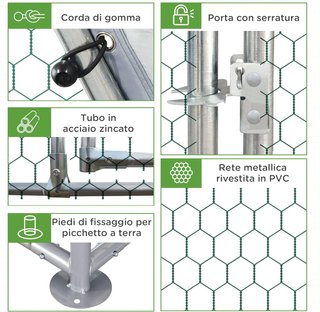 Recinto para Gallinas con Techo Cubierto, Gallinero con Cerradura de Acero, 280X190X195 Cm