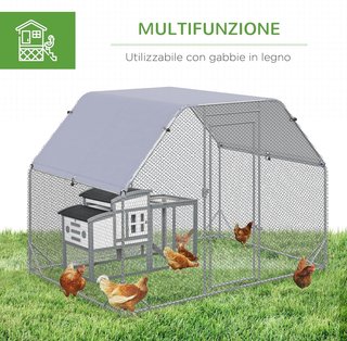 Recinto para Gallinas con Techo Cubierto, Gallinero con Cerradura de Acero, 280X190X195 Cm