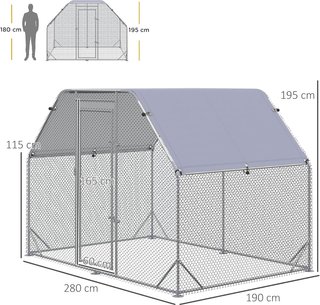 Recinto para Gallinas con Techo Cubierto, Gallinero con Cerradura de Acero, 280X190X195 Cm
