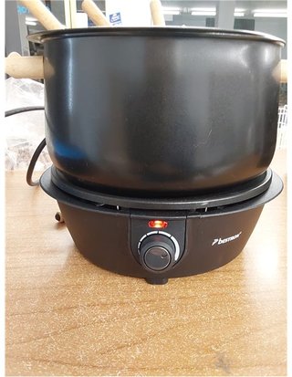 Bestron Fondue - Fondue electrica para hasta 8 personas - con 8 tenedores de fondue y termostato continuo - incl. protector contra