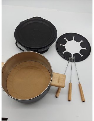 Bestron Fondue - Fondue electrica para hasta 8 personas - con 8 tenedores de fondue y termostato continuo - incl. protector contra