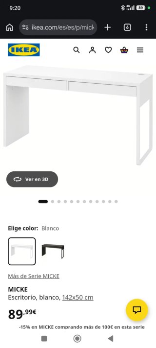 Escritorio IKEA Micke Blanco 142x50