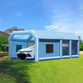 Cabina de Pintura Inflable, 23 x 13.1 x 9 pies/7 x 4 x 2.7 m Cabina de Spray Inflable, con sopladores potentes de 750W+480W y sistema de filtración de aire, cabina de pintura portátil para camione...