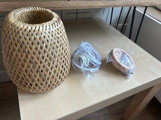 Lámpara de techo bambú tejido. Diametro 20 cm