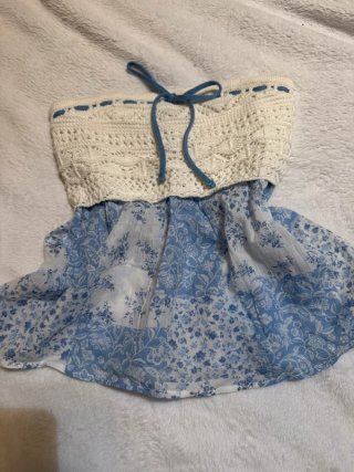 Top sin tirantes crochet floral