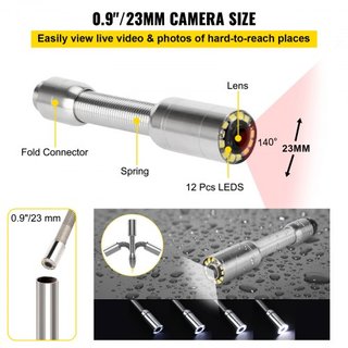 Cámara de Inspección de Alcantarillado de 50M Kit de Sistema de Inspección de Drenaje con Monitor LCD de 7 Pulgadas DVR Impermeable con Tarjeta SD de 8G (50M 7Pulgadas)