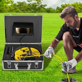 Cámara de Inspección de Alcantarillado de 50M Kit de Sistema de Inspección de Drenaje con Monitor LCD de 7 Pulgadas DVR Impermeable con Tarjeta SD de 8G (50M 7Pulgadas)