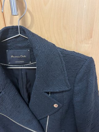 Chaqueta Tweed Motera Massimo Dutti Negra