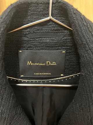 Chaqueta Tweed Motera Massimo Dutti Negra