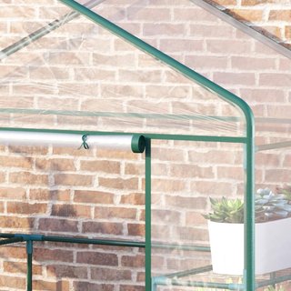 Invernadero de Jardín y Terraza Rectangular, Invernadero de Balcón con Tela Transparente de PVC y 8 Estantes, Puerta Enrollable con Bisagra, 143X73X195Cm