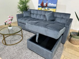Sofá cama gris 210cm + cojines