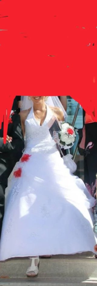 Vestido de Novia Blanco con Flores Rojas