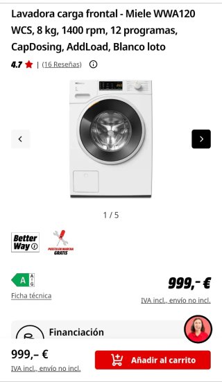 Lavadora Miele W1 Classic Ecoplus&Confort