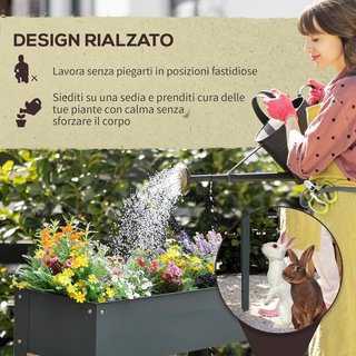Maceta Elevada para Exterior con 3 Orificios de Drenaje, Maceta de Metal para Jardín y Balcón, 100X30X80 Cm, Gris Oscuro