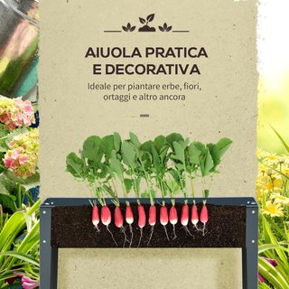 Maceta Elevada para Exterior con 3 Orificios de Drenaje, Maceta de Metal para Jardín y Balcón, 100X30X80 Cm, Gris Oscuro