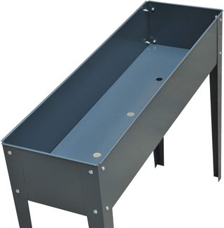 Maceta Elevada para Exterior con 3 Orificios de Drenaje, Maceta de Metal para Jardín y Balcón, 100X30X80 Cm, Gris Oscuro