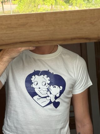 Camiseta Crop Top Betty Boop Corazón Azul