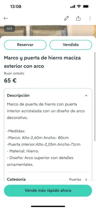 Puerta hierro macizo forjado