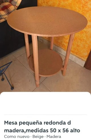 Mesa redonda madera 50x56cm