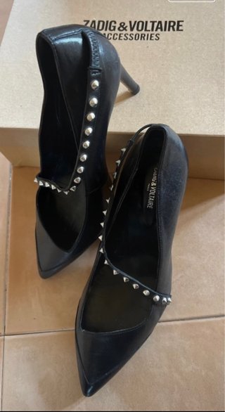 Zadig & Voltaire Zapatos Negros Tachuelas Tacon