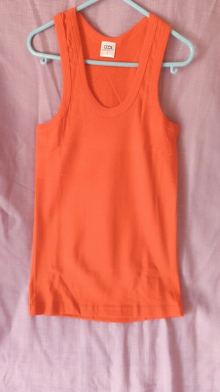 2 Camisetas tirantes naranja y beige, CCOL talla S