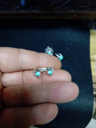 Conjunto de 5 anillos plateados con turquesa
