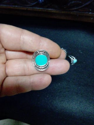Conjunto de 5 anillos plateados con turquesa