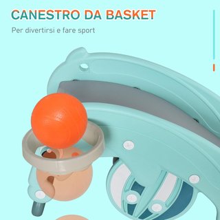 3-en-1 Caballo Balancín, Tobogán para Niños y Canasta, Edad 18-36 Meses, para Casa y Jardín, Verde