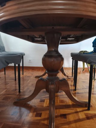 Mesa Ovalada Extensible Madera Marrón