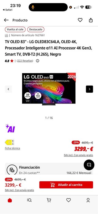 TV LG OLED 83 4K LG OLED83C54LA Smart TV