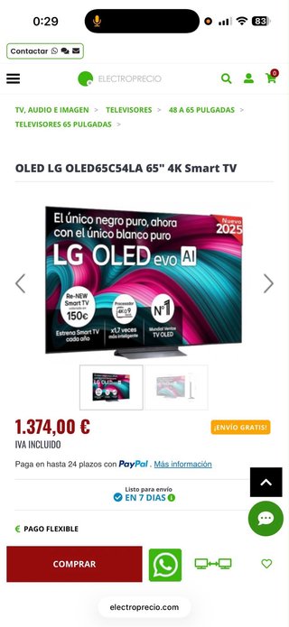 LG Smart TV OLED 65" 65C55LA Nueva