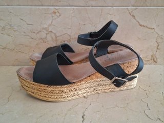 Sandalias cuña yute MARYPAZ negras T40